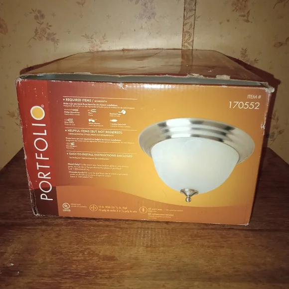 Portfolio Interior Ceiling Fixture #170552 Brushed Nickel Finish Alabaster Shade - Picture 15 of 16